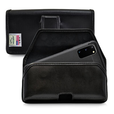 Galaxy S20 S21 S22 Belt Case Black Leather Pouch Executive Belt Clip, Horizontal