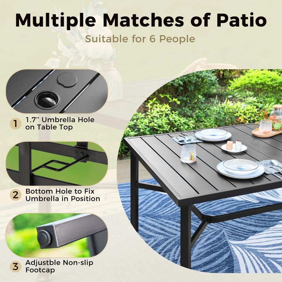 Juego de sillas de mesa de patio de 9 piezas juego de muebles de comedor de exterior sillones gris Foto 4 de 4