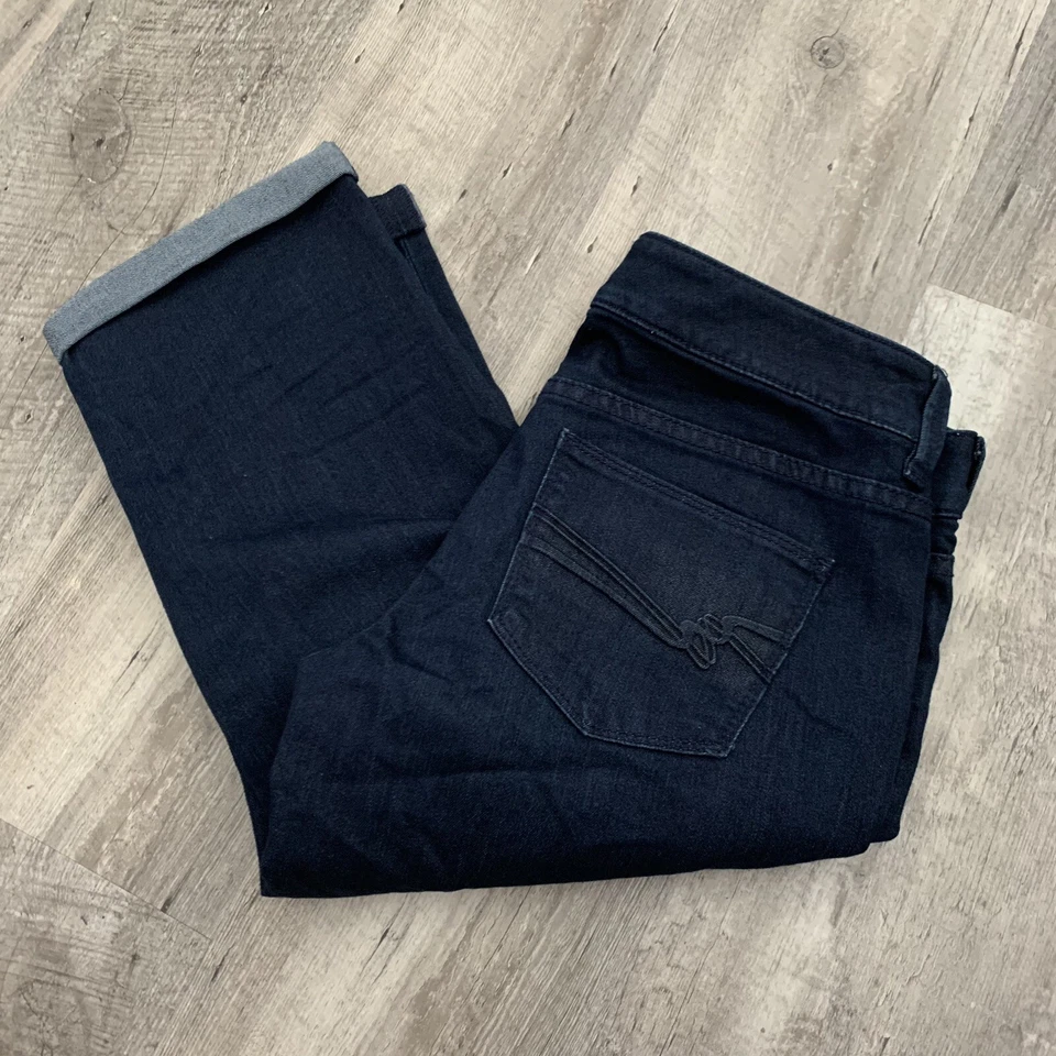 Pantalones de mezclilla The Limited para mujer talla 4 recortados 678 puños capri azul oscuro elásticos Foto 4 de 4