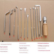 Lot of 13 Piano Tuning  Repair Tools w/Wood Handle - For Grand Piano