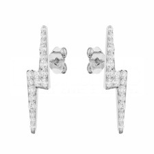 Orecchini Fulmine con Zirconi in Oro Bianco 18 Carati