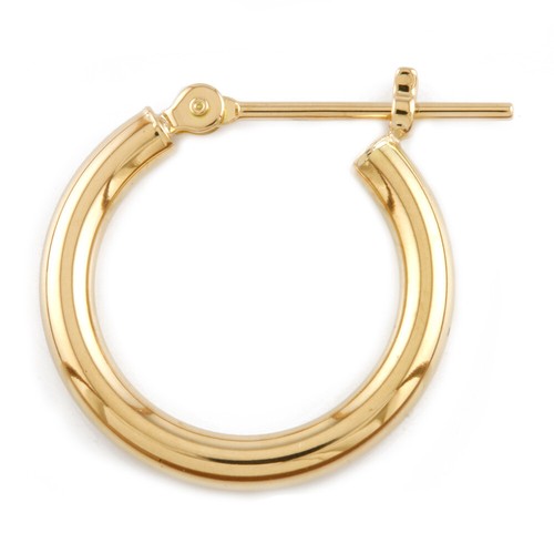 new earring K18 Gold Hoop pipe 2x15 - Picture 8 of 11