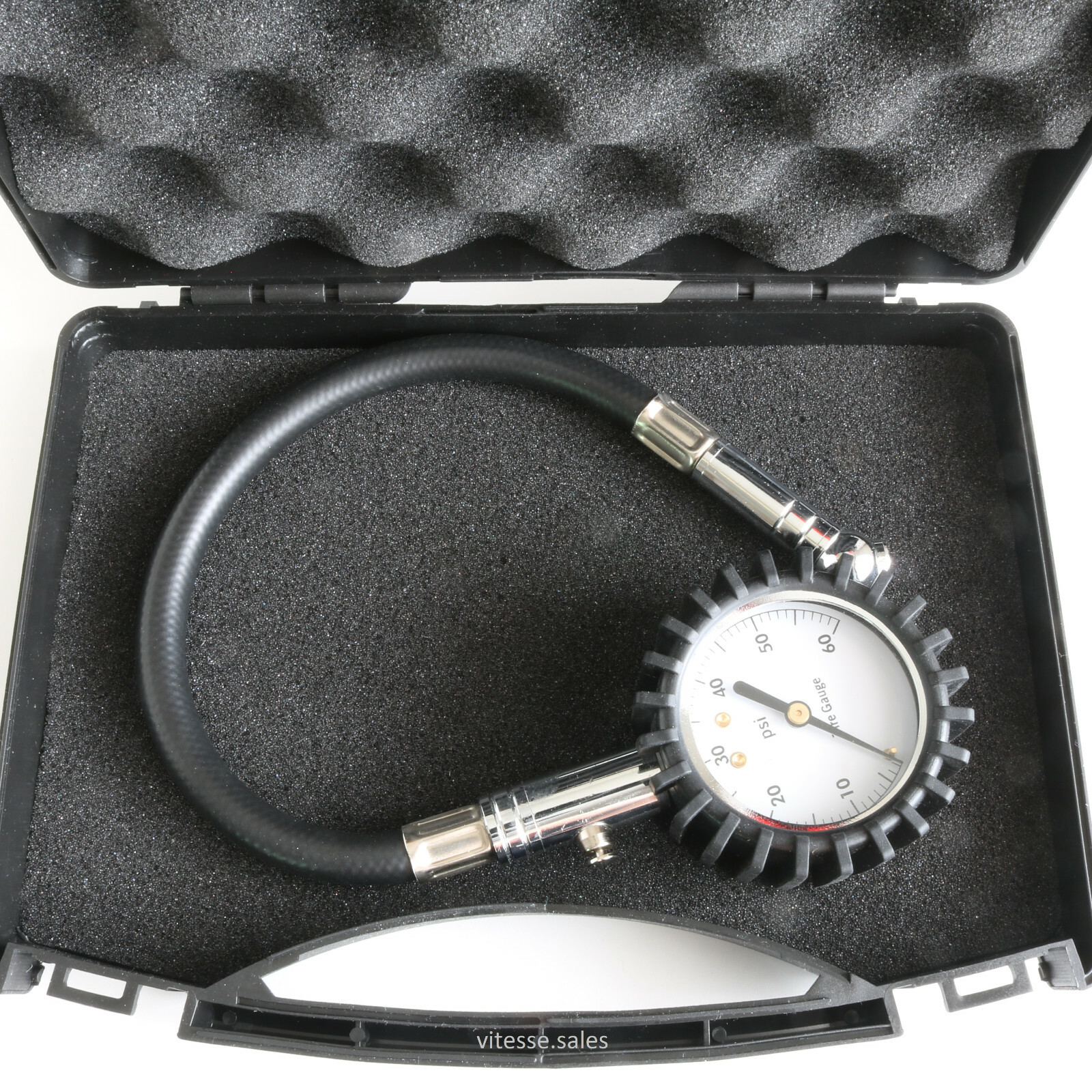 Car Tyre Pressure Gauge with Hard Case + Caps Accurate 60psi Air Bleed