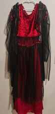 TEEN GIRLS SZ. LRG. BLACK  RED VAMPIRESS DRESS COSTUME  NEW