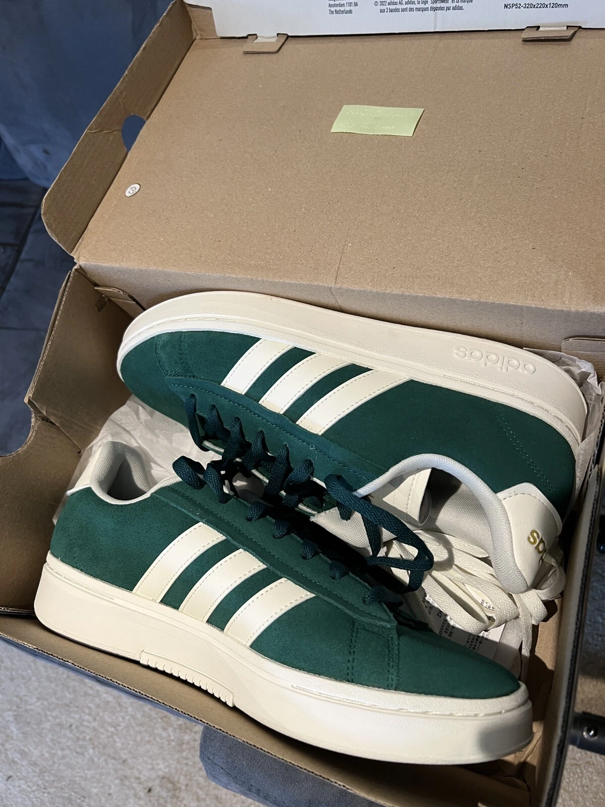 Scarpe da ginnastica Adidas grand court alfa verde scuro UK9 5 EU 44 Nuove