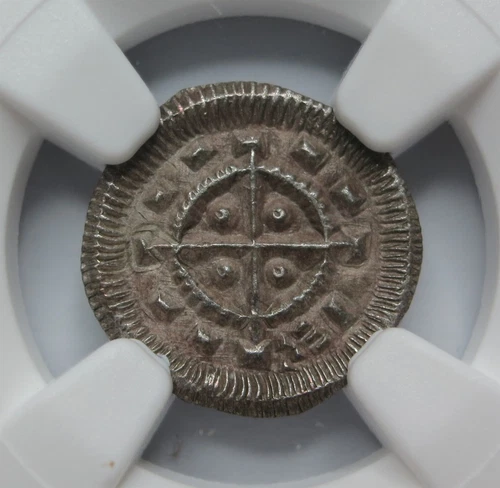 HUNGARY Bela II silver Denar Obol NGC AU55 1131 41 Cross type Crusaders Medieval