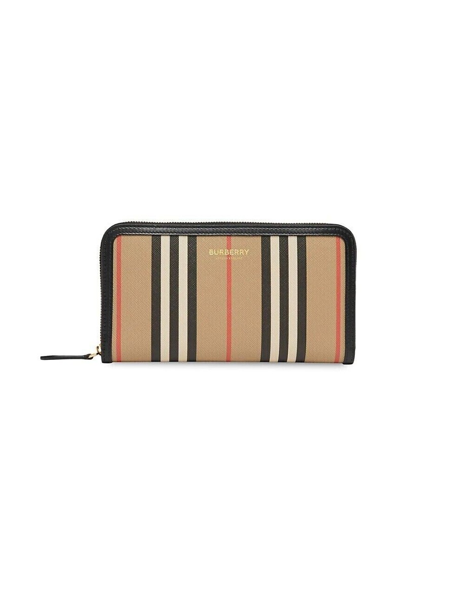 ★Burberry★Icon stripe wallet★正規品★ Genuine Burberry Icon Stripe E-Canvas and Leather Ziparound