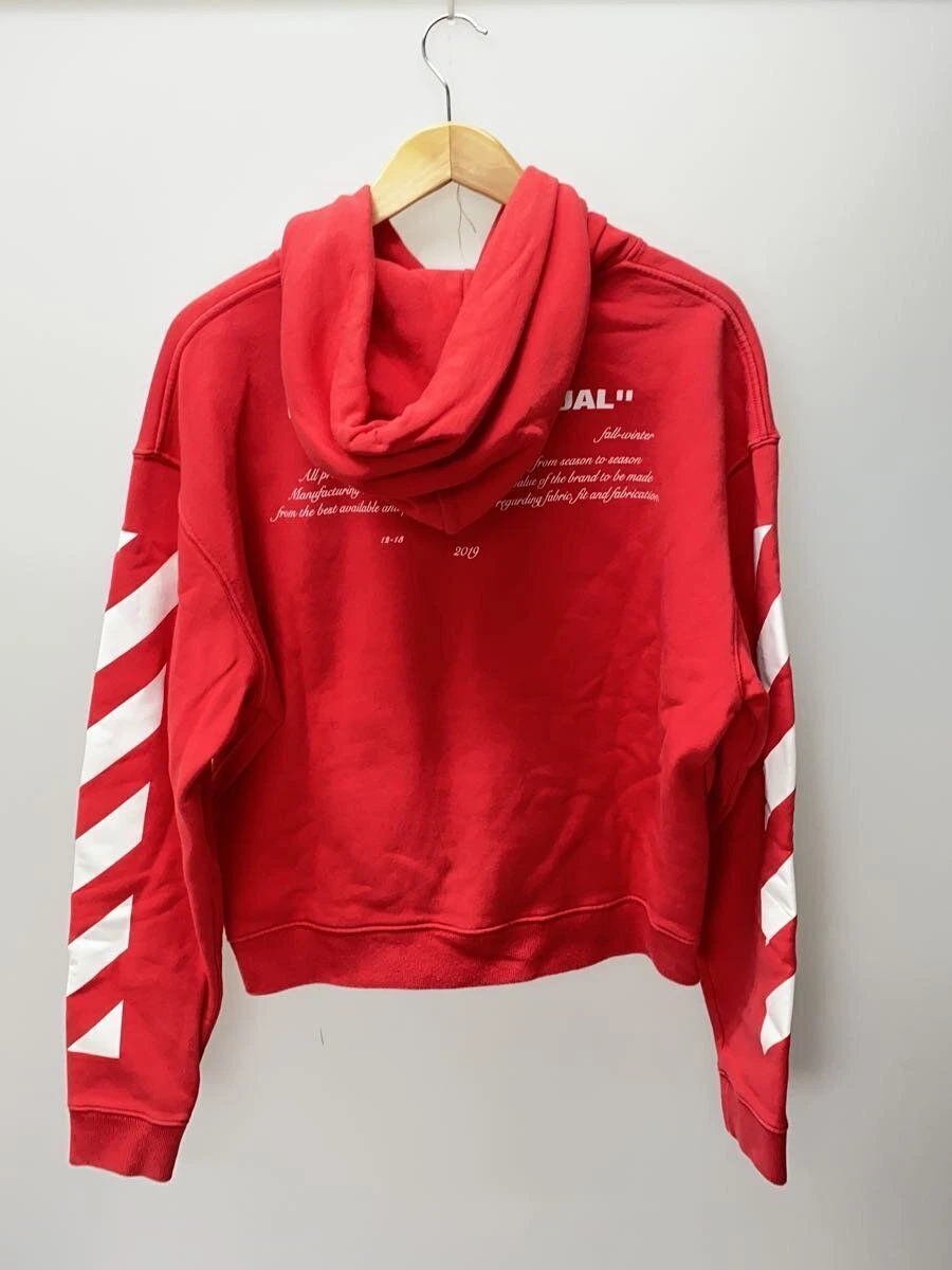 FELPA CON CAPPUCCIO OFF WHITE 18AW DIAG BERNINI S COTONE STAMPA ROSSA USATA