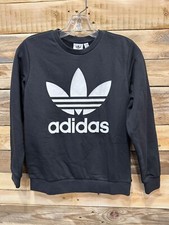 Adidas Kids' Originals Trefoil Crewneck Sweatshirt, Black - M ED7797 SH S46T 