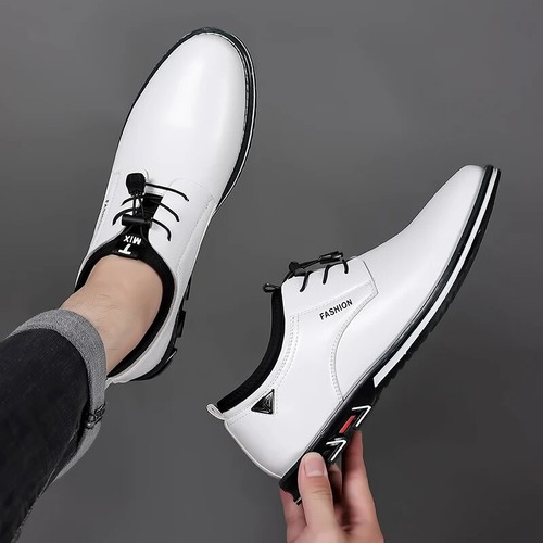 Men Business Casual Shoes Lace Up Leather Oxfords Waterproof Flat Dress Shoes - Picture 22 of 25