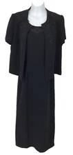 Formal Dress Size 8  2PC Jacket Dress  Embellished  Black Sleeveless  Long Dress
