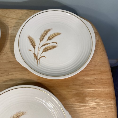 4 Edwin Knowles Golden Wheat Lugged Bread Plates USA Ivory 40-5 Harvest Fall - Picture 3 of 8
