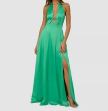 Adrianna Papell Women's Green Cutout Bodice Metal Accent Gown Dress Size 10