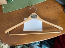Vintage Wooden Coat Hanger Wishbone w Trouser Rod Klemens Mens Wear Alpena Mich.