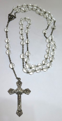 ANTIQUE AND LARGE CRUCIFIX ROSARY CZECHOSLOVAK CRYSTAL PECTORAL CROSS 27.5 in - Picture 2 of 11