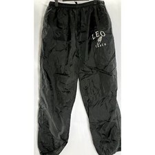 HOLLOWAY Men's Black Zipper Hem Lined Elastic Waist Windbreaker Pants SZ L