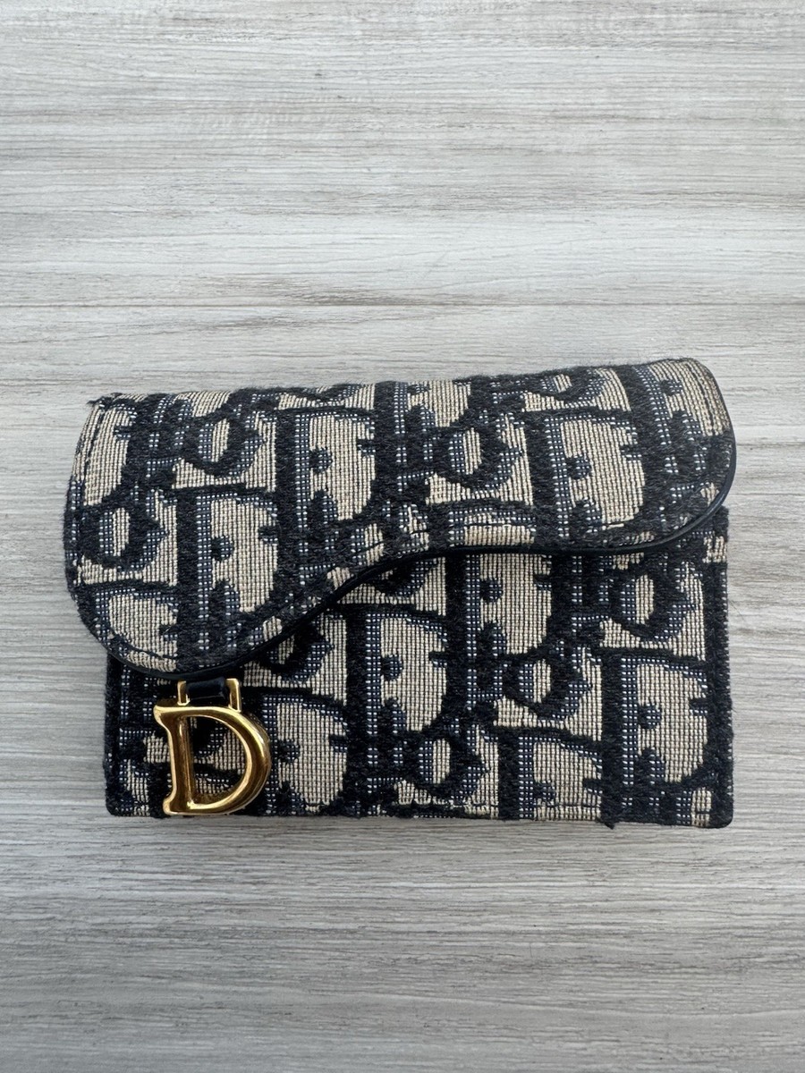 Dior Saddle Bloom Card Holder Blue Denim, Oblique Jacquard | eBay