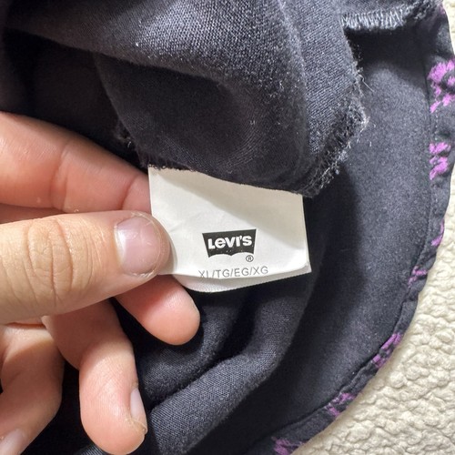 Levis Dress Womens Extra Large Purple Diamond Print Collared Button Up Waist Tie - Picture 6 of 13