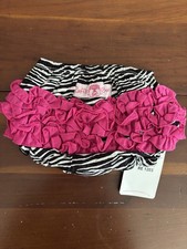 RuffleButts Diaper Cover Infant 0-3 Months Animal Print Black White Zebra Pink