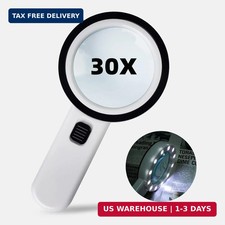 Magnifying Glass with Light, 30X Handheld Magnifying Glass, 12 LED Illuminated L