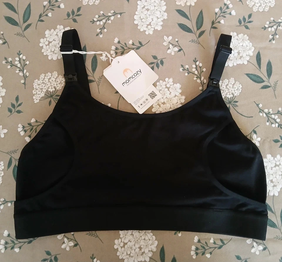 Momcozy Seamless Wireless Nursing Bra Black Removable Pads NWT Size Large - Image 2 of 4