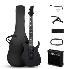 39" HSH Pickups Right-Handed Electric Guitar Set w/20W AMP Bag Strap Cable Black