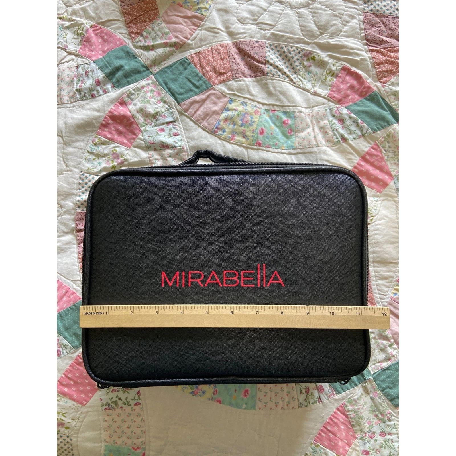 Mirabella True to You Beauty Makeup Train Case LED Mirror Black Travel Organizer