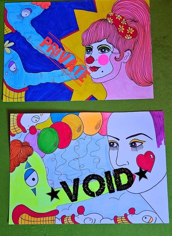 Rare Original Lot Of 3 Art Pieces°•☆ NOT A PRINT ! 7x9 Beautiful Bizzare Images☆