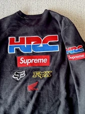 SUPREME HONDA FOX RACING CREWNECK RED SIZE L SS21 SWEATSHIRT LARGE 