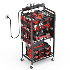Rolling Tool Cart Organizer with Charging Station Workshop Storage