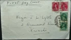 INDIA 22 AUG 1937 KGVI NEW ISSUES FIRST DAY COVER W/ "LANOOUR MUSSOOREE" CANCELS