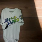 2018 MLB Game Worn Majestic Tampa Bay Devil Rays Jeremy Hazelbaker Jersey Sz 44