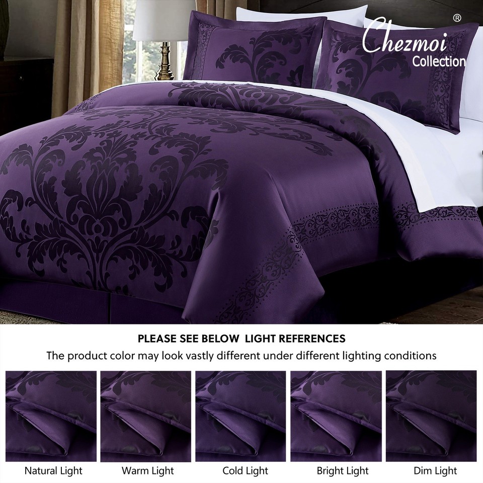 Chezmoi Collection 7-Piece Luxury Jacquard Floral Bed in a Bag ...