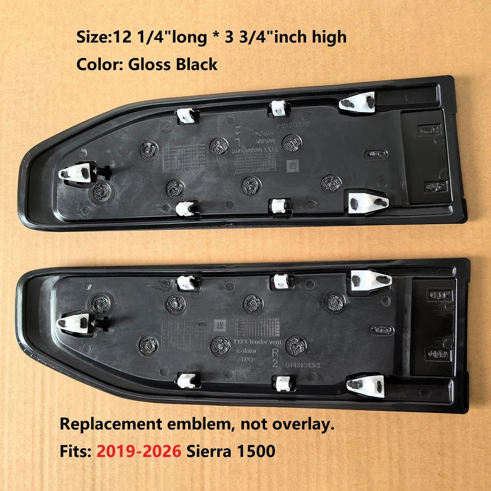 OEM 2019+ GMC Red 6.2L V8 Fender Vent Emblem for Sierra 1500 Black 86532094 - Image 3 of 4