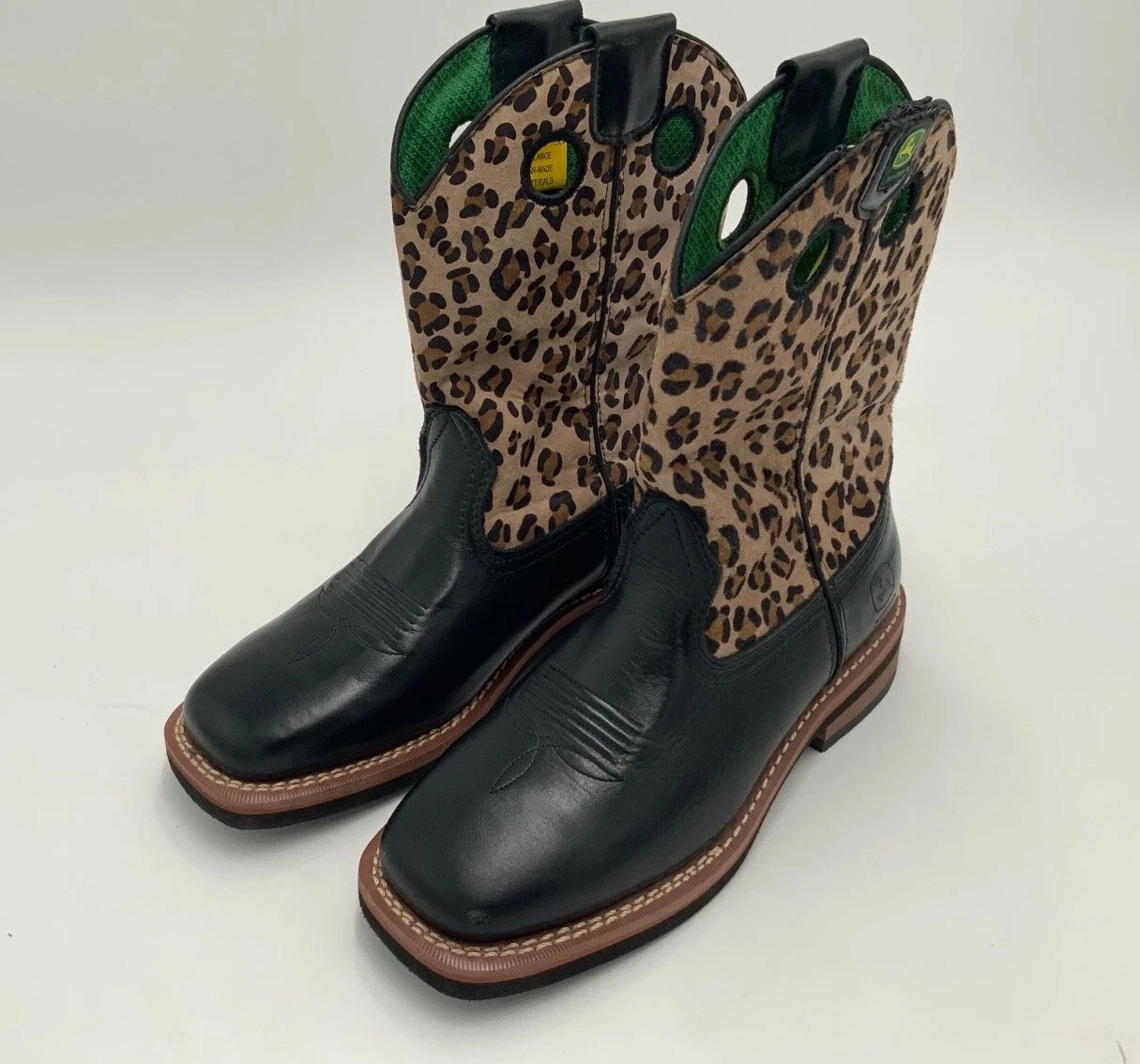 Girl’s Boots John Deere “Growin’ Like A Weed” Leather Leopard 4 M *NOTE*