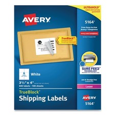 Avery 5164 3.33" x 4" Shipping Labels w/ TrueBlock Tech (6/SHT, 100 SHT/BX) New