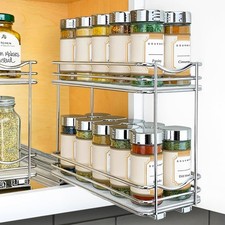 Pull Out Spice Organization for Cabinets - 4-3/8 inch Wide Spice Rack for