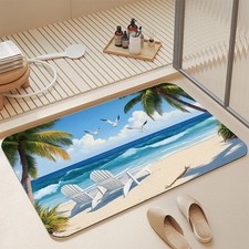 GYYGOO Bathroom Floor Mat,Summer Beach Bathroom Rugs,Quick Dry Tropical Palm ...