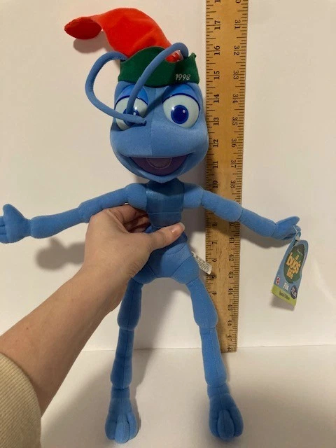 Muñeca de peluche vintage Mattel Disney 1998 edición especial A Bugs Life Flik 16" con etiqueta Foto 2 de 4