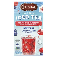 Cold Brew Iced Tea, Red, White & Blueberry, Caffeine Free, 18 Tea Bags, 1.1 oz