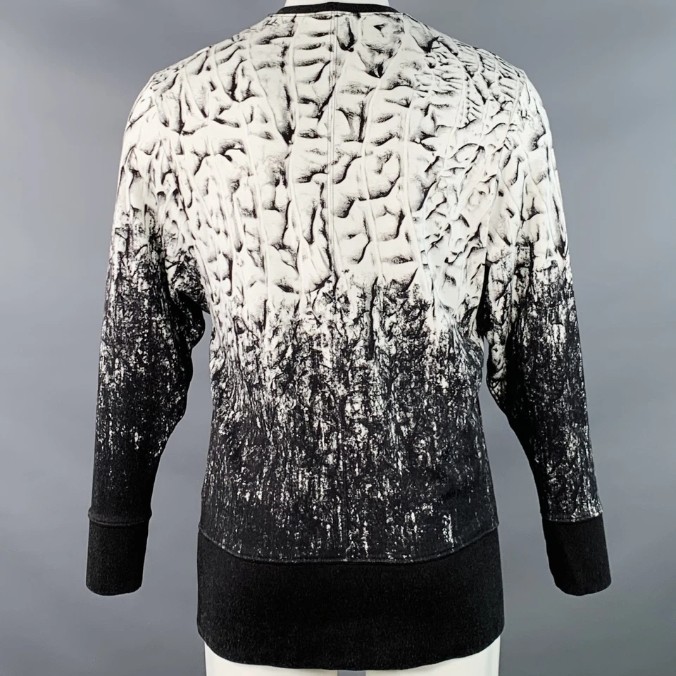 HELMUT LANG Talla M Negro Blanco Estampado Abstracto Viscosa Blend Cuello Jersey - Imagen 4 de 4