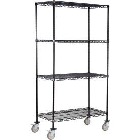 Nexel 4 Shelf Truck Black Epoxy 30''''W x 14''''D x 60''''H Polyurethane Swivel
