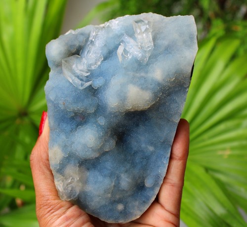 Apophyllite Crystal On Blue Chalcedony Coral Matrix Mineral Specimen #M79 - Picture 9 of 9