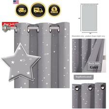 Blackout Star Curtains for Kids Room Boys Girls Twinkle Silver Stars Thermal ...