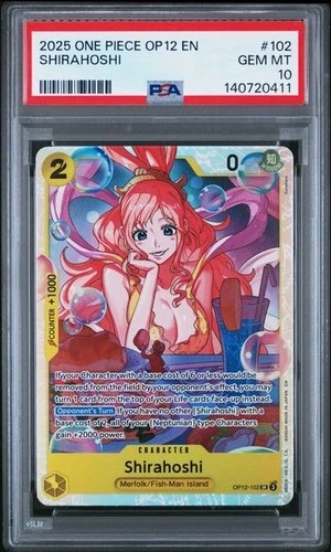 2025 One Piece OP12 EN Shirahoshi PSA 10 GEM SUPER RARE Extended Art #102