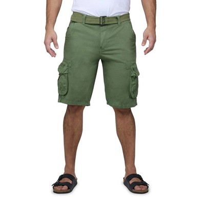 RAW X Men's Belted Classic Fit 12.5'' Cotton Cargo Shorts Grass Green-50W