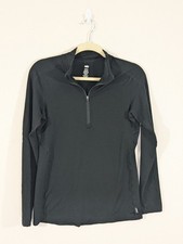 REI Co-op Merino 185 Long Sleeve 1/4 Zip Base Layer Top Black Womens Medium M