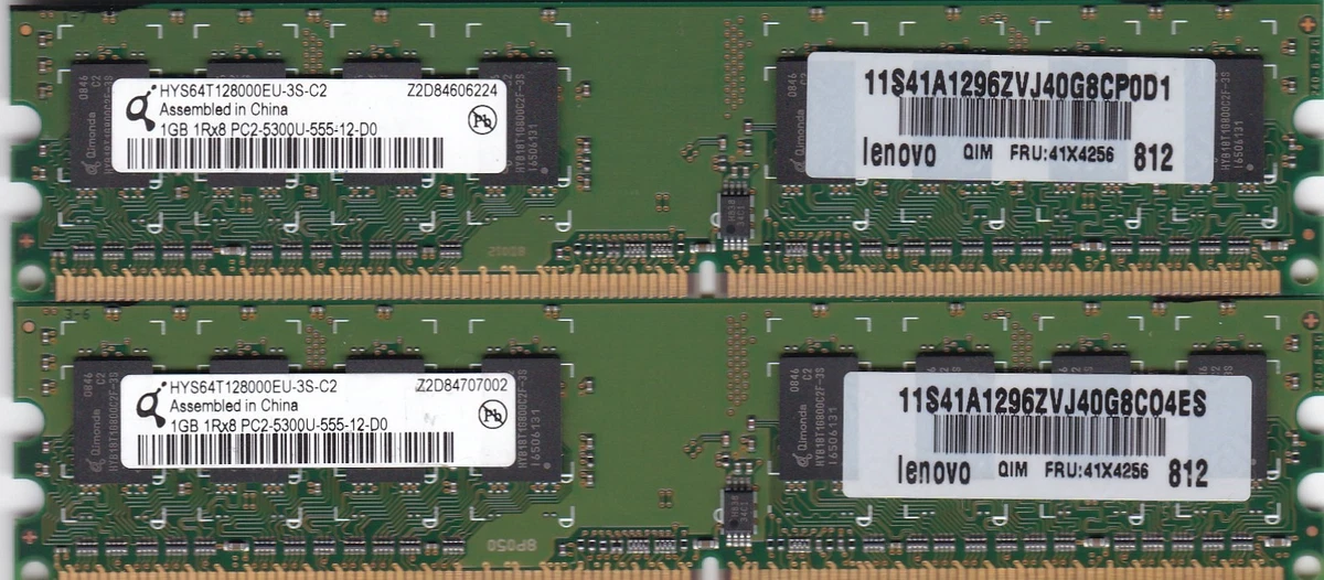 Barrette Mémoire RAM DDR2 ECC Qimonda 1 Go – PC2-5300 667MHz CL5 240-Pin – Occasion