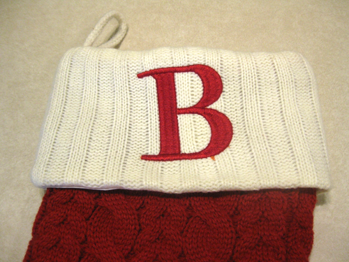 Kohls Christmas Stocking Red Cable Knit Initial B White Cuff - Picture 4 of 5