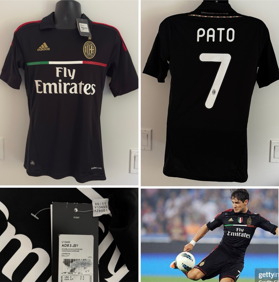 BNWT AC Milan 2011/12 Third Jersey Shirt 11/12 2012 3rd Kit Pato 7